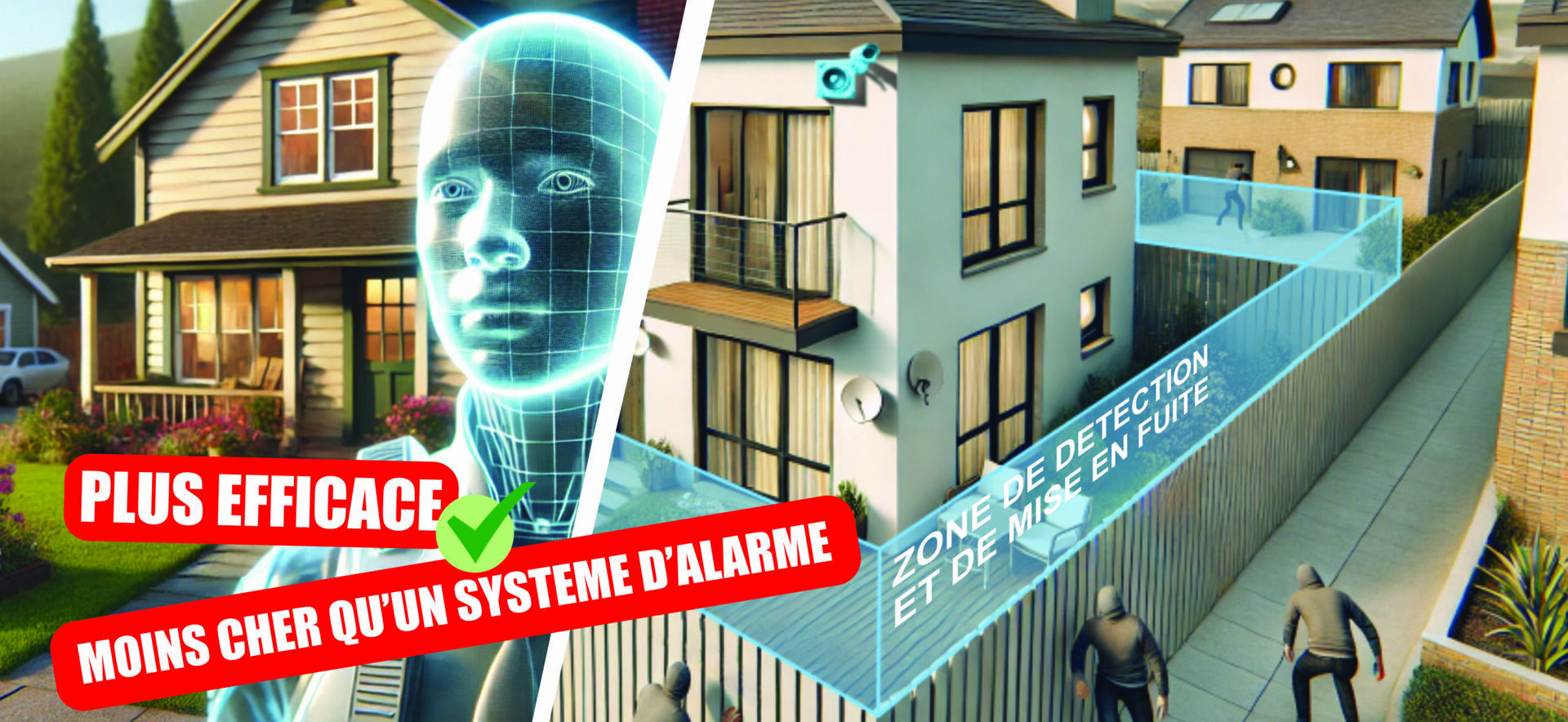 Comparaison entre vidéo-surveillance passive et zone de détection du Cyber Gardien